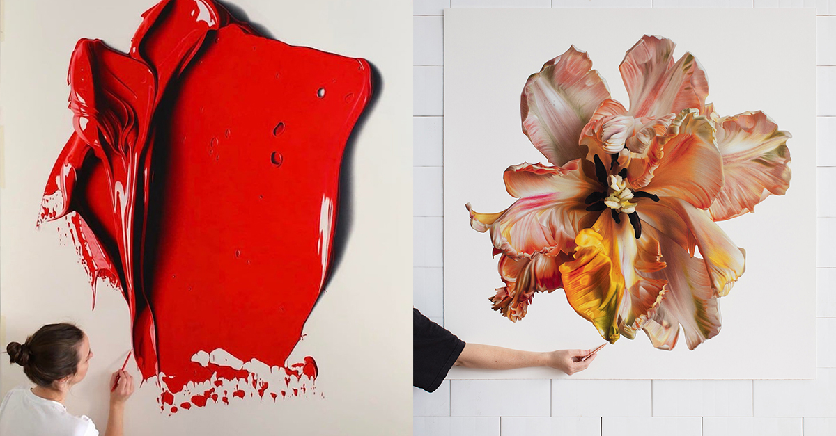 超逼真色鉛筆畫！澳洲藝術家Cj Hendry用色鉛筆堆疊出油漆、巨型花朵畫作| 大人物- 90214