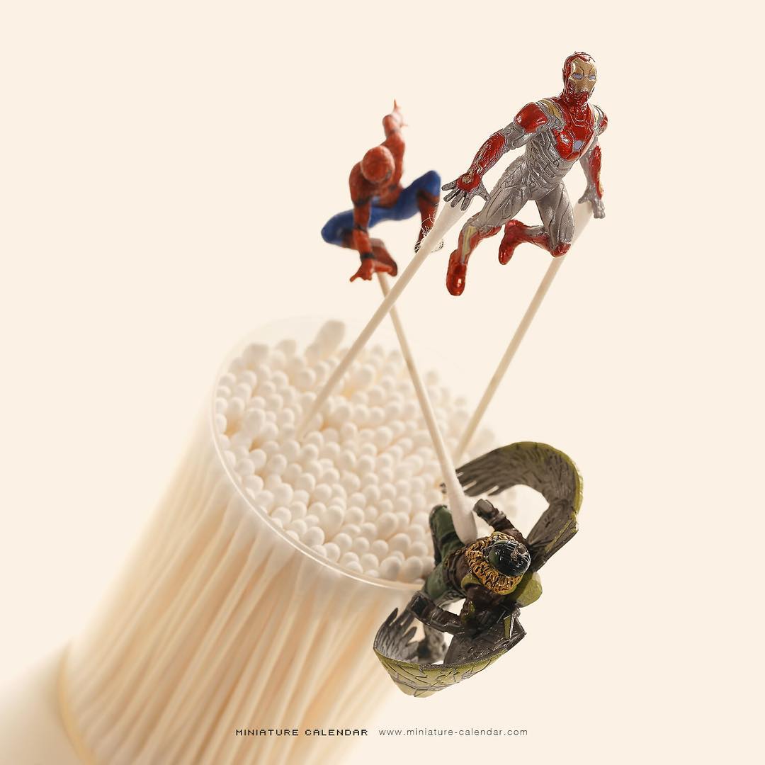 田中達也打造微縮超級英雄宇宙！奇異博士魔法陣變身蚊香、甜甜圈