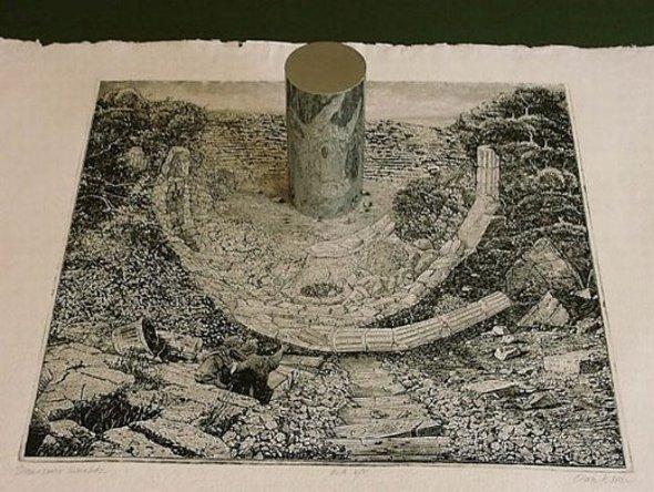 逆向思考！匈牙利藝術家用鏡面成像來作畫，看似歪扭、實為一幅「加密創作」？