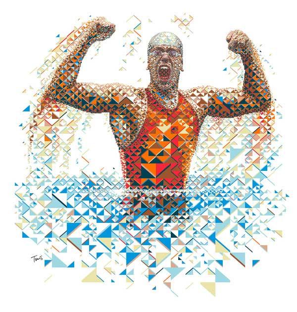 世界知名運動人物的馬賽克畫像