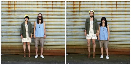 誰說情侶裝一定要穿得一樣呢？交換穿更有愛意呀！(硬撐)