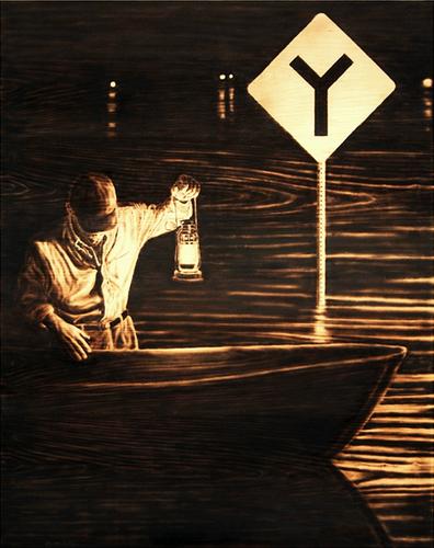 焰火直燒的火燒畫