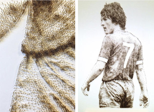 用上千隻鐵釘敲打而成的肖像畫