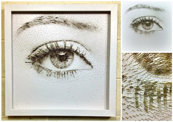 用上千隻鐵釘敲打而成的肖像畫