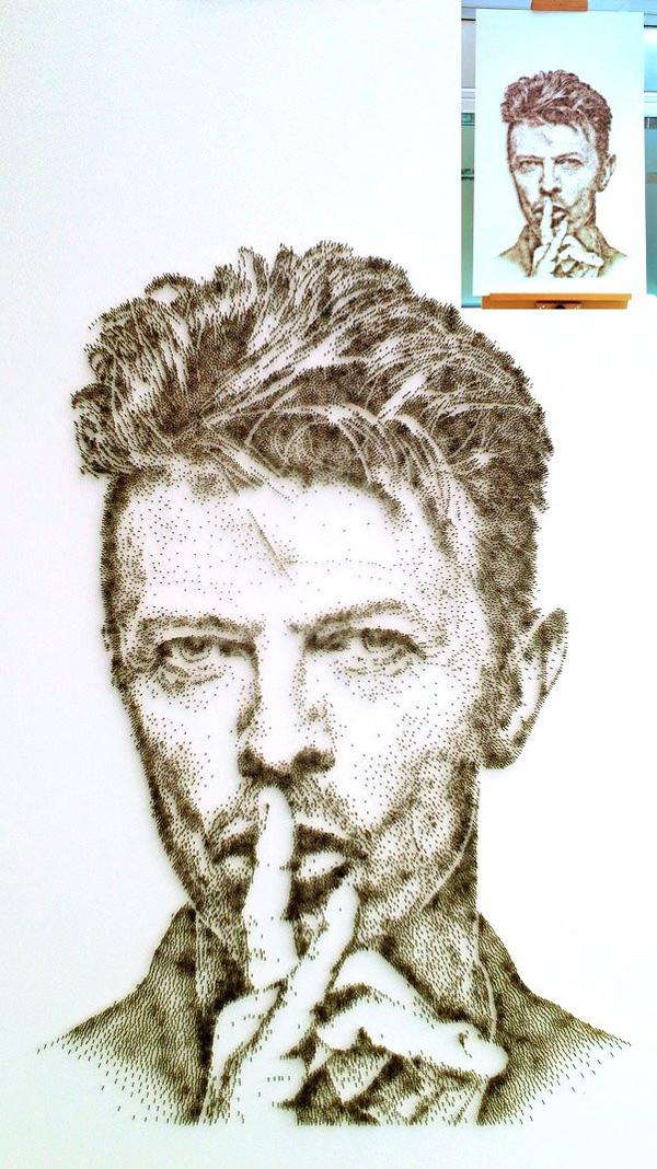 用上千隻鐵釘敲打而成的肖像畫