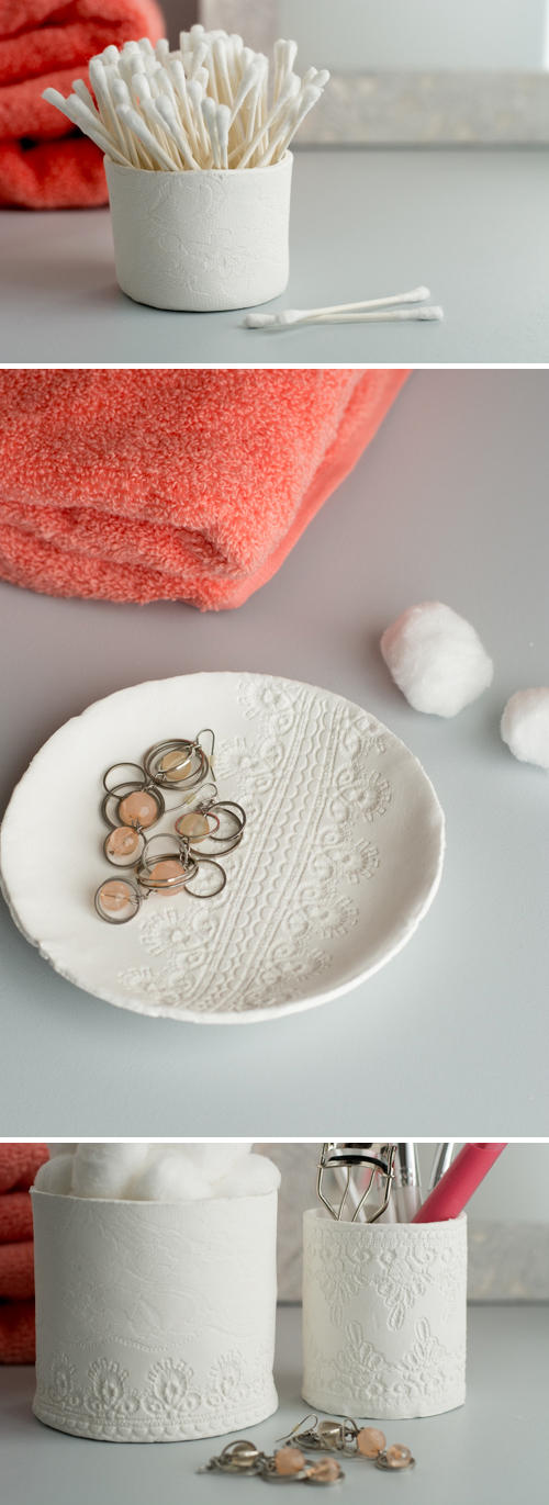 【DIY OK】自製鄉村風純白蕾絲收納筒