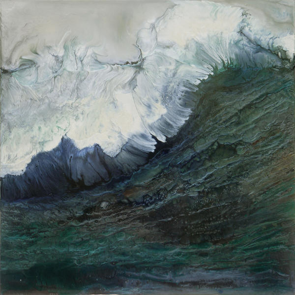 這是我心中的海洋，藝術家用顏料疊出層層巨浪