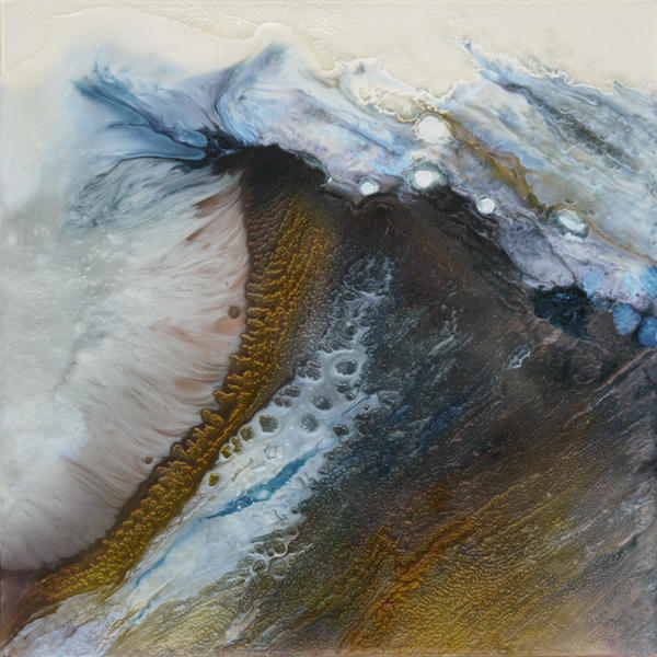 這是我心中的海洋，藝術家用顏料疊出層層巨浪