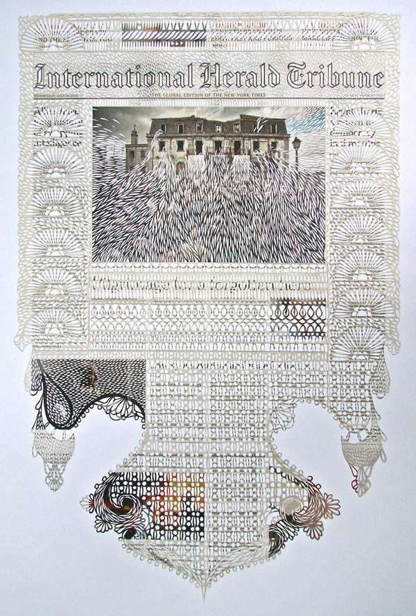 舊報紙變身刺繡蕾絲,超精美的紙雕藝術