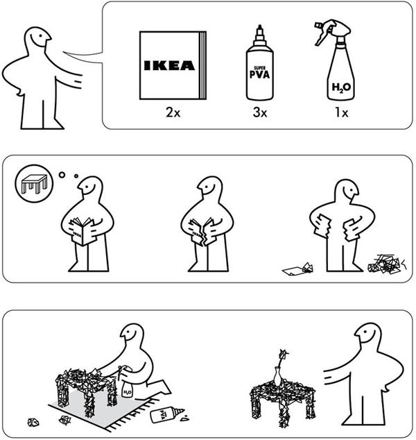 撕碎再重組，用 IKEA 目錄打造的 IKEA 邊桌
