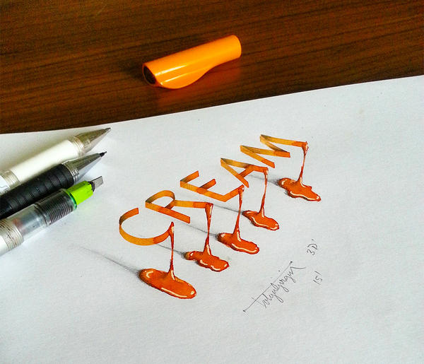 在紙上跳舞的字體，Tolga Girgin 3D 字體畫