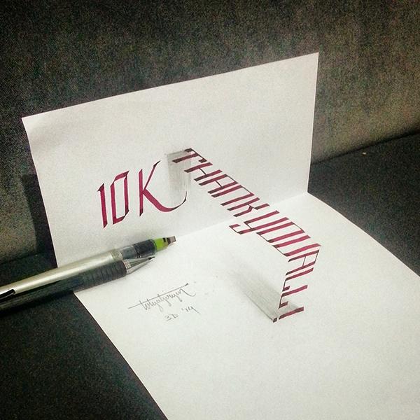 在紙上跳舞的字體，Tolga Girgin 3D 字體畫