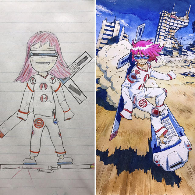 將兒子塗鴉改成奇幻動畫！法國動畫師Thomas Romain的父子共同創作插畫