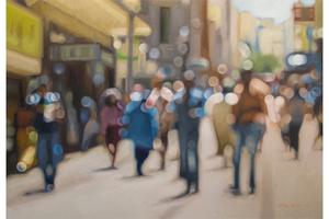 城市矇矓美，仿糊焦照片的油畫作品