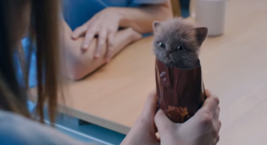 看了忍不住微笑出來，小狗仔小貓咪餅乾廣告