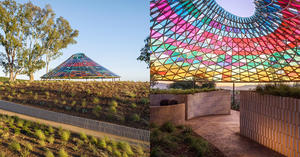 加州酒莊繽紛品酒亭！藝術家Olafur Eliasson用832片彩色玻璃構築馬賽克露天空間