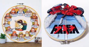 天空之城成絕美刺繡時鐘！日本刺繡師完美還原幽遊白書、AKIRA、伊藤潤二等經典作品