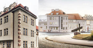 與建築相擁！布拉格藝術館Kunsthalle Praha與建築完美融合的古銅色設計招牌