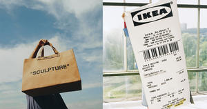 發票化身地毯、牛皮紙版購物袋、門擋椅... Off-White 聯手 IKEA 幽默推出創意家居品 MARKERAD 系列