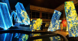 teamLab 最新藝術光投影作品現身九州廢棄湯屋！「神樣居住之森藝術展」首見破土巨石上瀑布開花